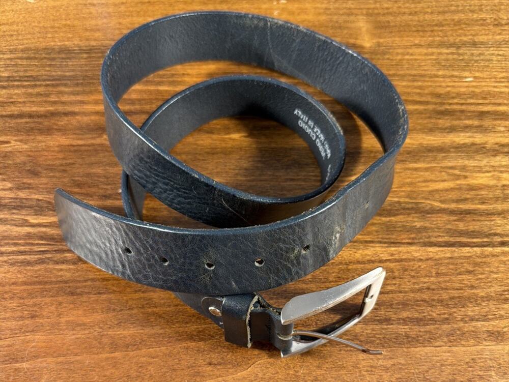 Vero Cuoio Men's Leather Black Textured Belt With Buckle Size 40 Made in Italy